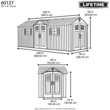 Lifetime 20 X 8 Outdoor Storage Shed (2 Windows) - Swings and More