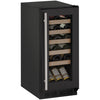 U-Line 15" Wide 1000 Series 24 Bottle Single Zone Black Wine Refrigerator - Swings and More