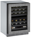 U-Line 24" Wide 43 Bottle Wine Captain with Independently Controlled Dual Zones - Reversible Hinge - Integrated Frame Custom Panel - Swings and More