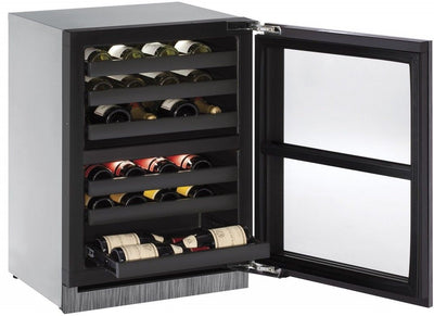 U-Line 24" Wide 43 Bottle Wine Captain with Independently Controlled Dual Zones - Reversible Hinge - Integrated Frame Custom Panel - Swings and More