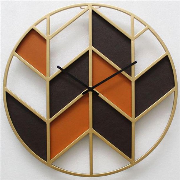Hermle 31016 Oliver Wrought Iron Wall Clock with Orange & Brown Aged