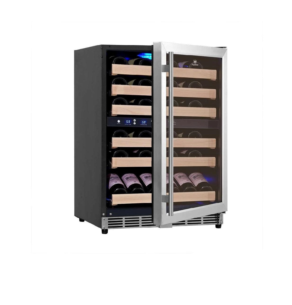 Kings Bottle 24" Dual Zone Wine Cooler with Glass Door - Swings and More