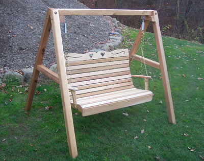 Porch Swing w/Stand Cedar Royal Country Hearts - Swings and More