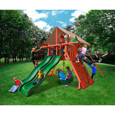 Gorilla Sun Climber Extreme Playset w/ Sunbrella® Brannon Redwood Canopy 01-0041-3 - Swings and More