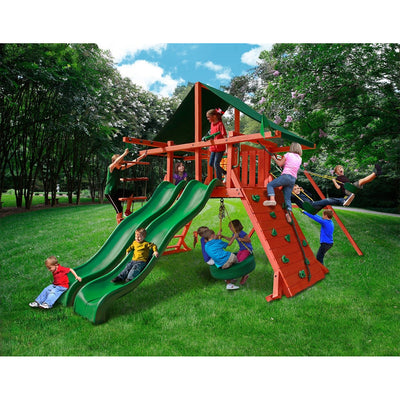 Gorilla Sun Climber Extreme Playset w/ Sunbrella® Canvas Forest Green 01-0041-2 - Swings and More