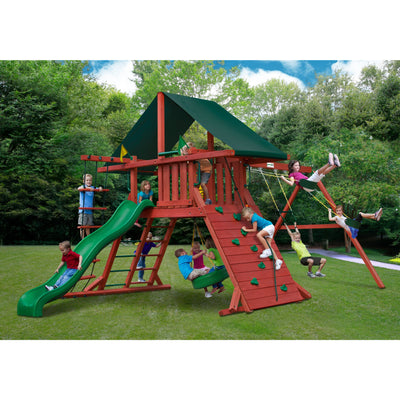 Gorilla Sun Climber I Playset w/ Sunbrella® Canvas Forest Green Canopy 01-0024 - Swings and More