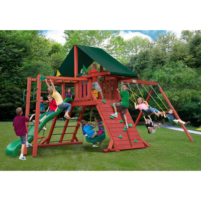 Gorilla Sun Climber II Playset w/ Sunbrella® Canvas Forest Green Canopy 01-0025 - Swings and More