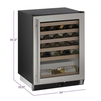 U-Line 24" Wide 48 Bottle Singe Zone Stainless Steel Wine Refrigerator - Swings and More