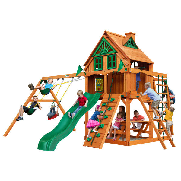 Gorilla Playset Navigator Treehouse w/ Fort Add-On & Amber Posts 01-0066-AP - Swings and More