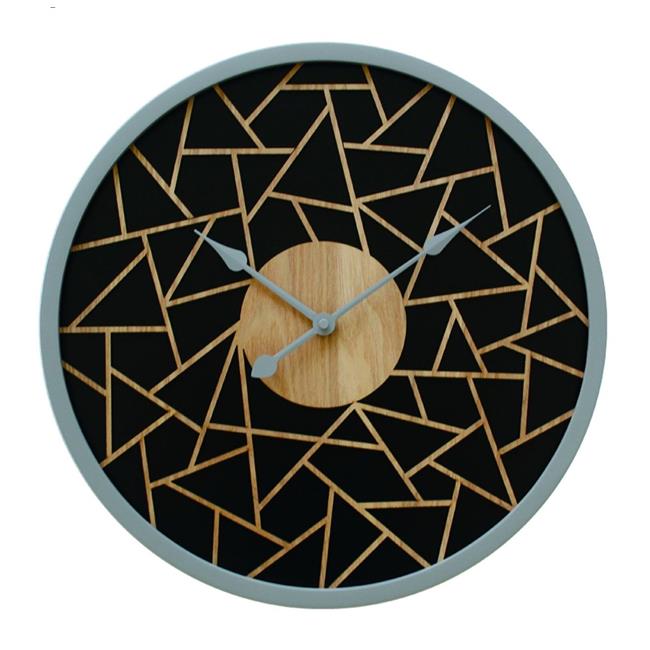 Hermle 31011 Gatsby Dadie 3D Wood Pattern Wall Clock with Black Background, Natural Tone