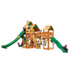 Gorilla Playsets Treasure Trove II Wooden Swing Set with 3 Slides, Clatter Bridge and Tower, and Rock Climbing Wall 01-1034-AP - Swings and More