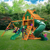 Gorilla Playsets Mountaineer Treehouse Wooden Swing Set with Fort Add-On and Tube Slide 01-0068-AP - Swings and More