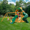 Gorilla Playsets Mountaineer Clubhouse Wooden Swing Set with Wood Roof, Extreme Tube Slide, and Rock Climbing Wall 01-0033-AP - Swings and More