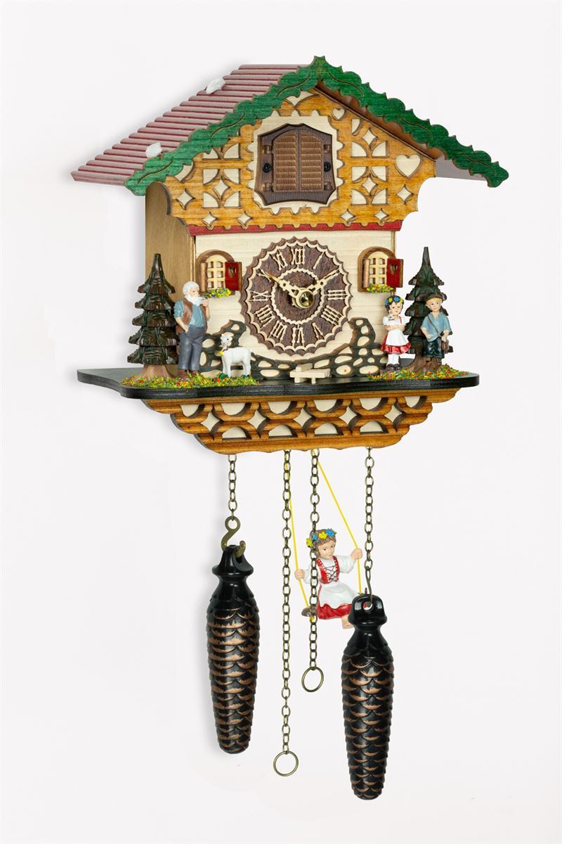 Hermle HEIDI Black Forest Quartz Cuckoo Clock with a Swinging Girl 74000