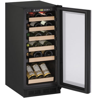 U-Line 15" Wide 1000 Series 24 Bottle Single Zone Panel Overlay Door Wine Refrigerato - Swings and More