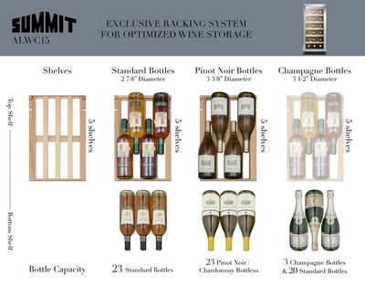 Summit 15" Wide 23 Bottle  Built-In Wine Cellar, ADA Compliant - Swings and More