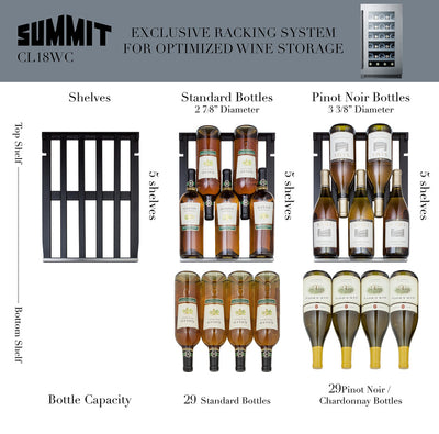 Summit 18" Wide Built-In Wine Cellar CL18WCCSS - Swings and More