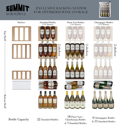 Summit Compact Built-In 22 Bottle  Wine Cellar - Swings and More