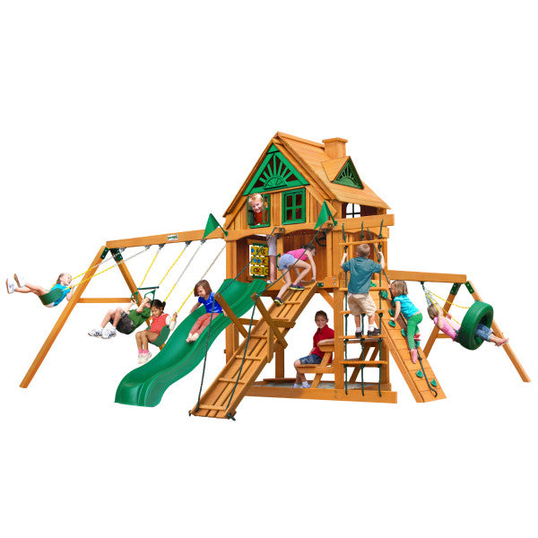 Gorilla Playsets Frontier Treehouse Swing 01-0067-AP Set with Fort Add-On - Swings and More