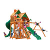 Gorilla Playsets Great Skye I Wooden Swing 01-0030-AP Set with Wood Roof, 2 Solar Wall, and 2 Slides - Swings and More