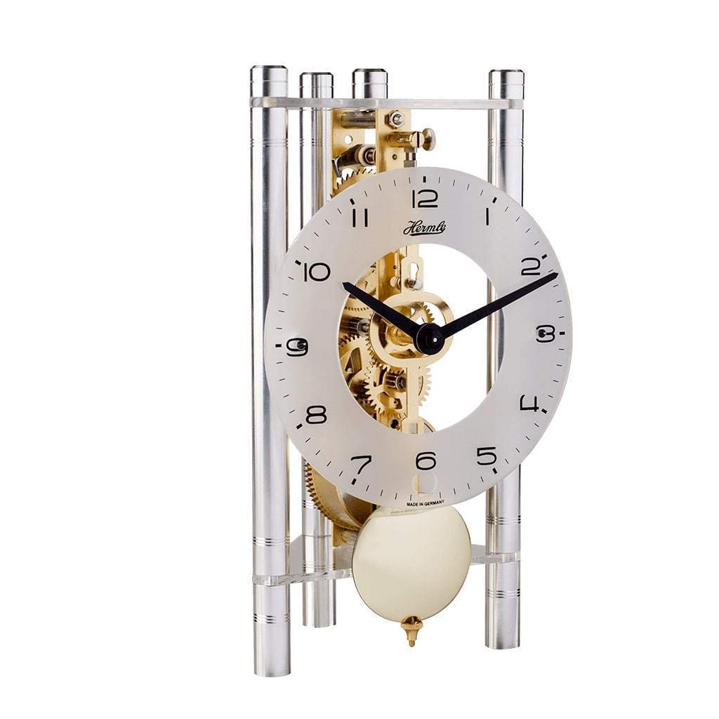Hermle LAKIN Mechanical Mantel Clock 23022X40721, Silver / Gold Pendulum