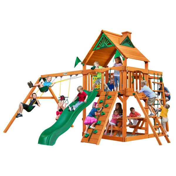 Gorilla Playset Navigator  w/ Amber Posts and Standard Wood Roof 01-0020-AP-2 - Swings and More