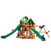 Gorilla Playsets Great Skye II Wooden Swing Set with 2 Green Vinyl Canopies, 3 Slides, and Built-in Picnic Table 01-0031-AP-1 - Swings and More