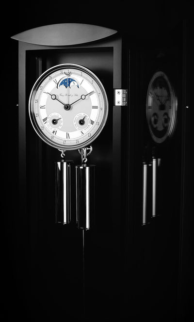 Hermle MORNINGTON Mechanical Regulator Wall Clock 70650740058 with 1/2 Gong Strike, Black