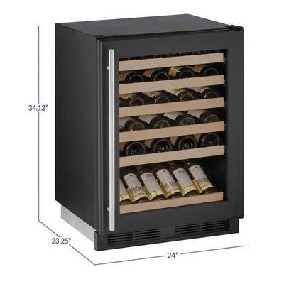 U-Line 24" Wide 1000 Series 48 Bottle Single Zone Black Wine Refrigerator - Swings and More