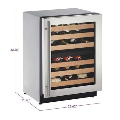 U-Line 24" Wide 43 Bottle Dual Zone Stainless Steel Wine Refrigerator Right Hinge U-2224ZWCS-13B - Swings and More