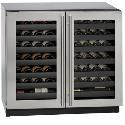 U-Line 36" Wide 3000 Series 62 Bottle Dual Zone Stainless Steel Wine Refrigerator - Swings and More