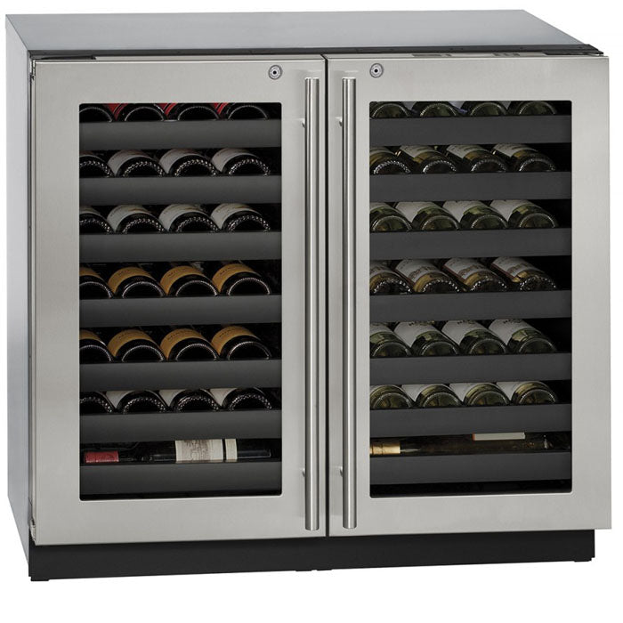 U-Line 36" Wide 3000 Series Dual Zone Stainless Steel Wine Refrigerator - Swings and More