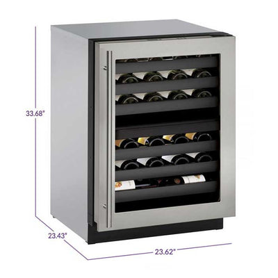 U-Line 24" Wide 3000 Series 43 Bottle Dual Zone Stainless Steel Wine Refrigerator - Swings and More
