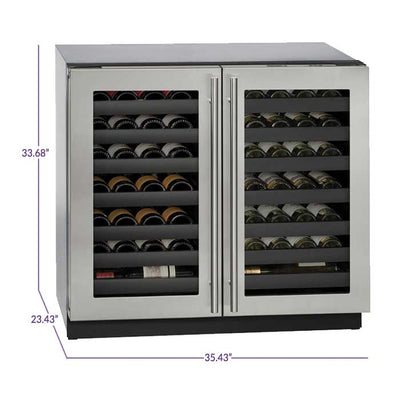 U-Line 36" Wide 3000 Series 62 Bottle Dual Zone Stainless Steel Wine Refrigerator - Swings and More