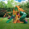 Gorilla Playsets Mountaineer Treehouse Wooden Swing Set with Tube Slide, Rope Ladder, and Sandbox 01-0053-AP - Swings and More