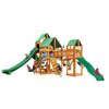 Gorilla Playsets Treasure Trove II Wooden Swing Set with Sunbrella® Canvas Canopy, 3 Slides, and Rock Climbing Wall 01-1034-AP-2 - Swings and More