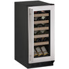 U-Line 15" Wide 1000 Series 24 Bottle Single Zone Stainless Steel Wine Refrigerator - Swings and More
