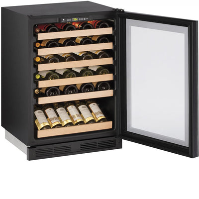 U-Line 24" Wide 48 Bottle Single Zone Panel Overlay Built-In Wine Refrigerator - Swings and More